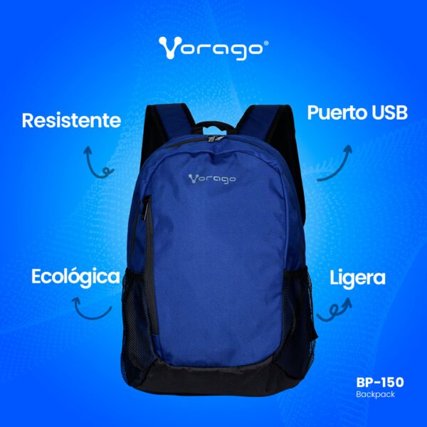 MOCHILA VORAGO BP-150 ECOLGICA RPET LAPTOP 15.6 AZUL / NEGRO - Vorago - Image 3