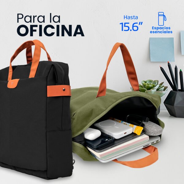 MOCHILA VORAGO BP-301 VINTAGE D OBLE USO LAPTOP 15.6 VERDE - Vorago - Image 3