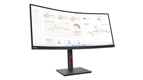 Monitor LED Lenovo ThinkVision T34w-30 34" (863.6mm) Class UWQHD Pantalla curva - 21:9 - Negro oscuro - 86.4cm (34") Viewable - Vertical Alignment (VA) - WLED Retroiluminación - 3440 x 1440 - 16,7 Millones de colores - 350cd/m² - 4ms - 60Hz Refresh Rate - HDMI - DisplayPort - Concentrador USB THINKVISION T34W-30 WLED 34 3Y - Lenovo - Image 2