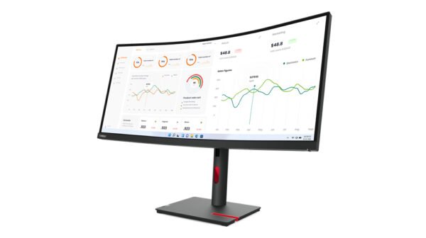 Monitor LED Lenovo ThinkVision T34w-30 34" (863.6mm) Class UWQHD Pantalla curva - 21:9 - Negro oscuro - 86.4cm (34") Viewable - Vertical Alignment (VA) - WLED Retroiluminación - 3440 x 1440 - 16,7 Millones de colores - 350cd/m² - 4ms - 60Hz Refresh Rate - HDMI - DisplayPort - Concentrador USB THINKVISION T34W-30 WLED 34 3Y - Lenovo - Image 3