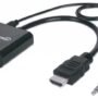 Adaptador de vídeo - 1 x Mini-phone Audio Female, 1 x Micro USB Female - Níquel Conector CABLE ADAPTADOR CONVERTIDOR HDMI A VGA AUDIO 3.5MM 1080P M-H - Manhattan