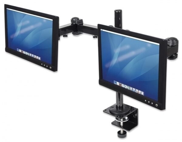 Soporte con Brazos Manhattan  de Doble Movimiento para 2 Monitores hasta 24', max. 12KGs, Negro ARTICULADO 13  A 24  6 KG X BRAZO - Manhattan - Image 4