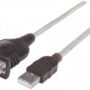 CABLE ADAPTADOR/CONVERTIDOR SERIAL A USB 45CM CHIP PROLIFIC PL-2303, DB9, RS232 - Extremo Secundario: 1 x USB 2.0 Type A - Male - 115kbit/s - Oro Contacto chapado - 24 AWG CABLE ADAPTADOR CONVERTIDOR USB A SERIAL DB9 RS232 45CM M-M - Manhattan