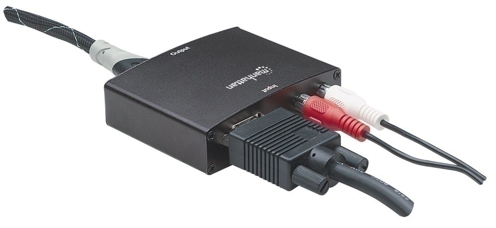 Manhattan Adaptador VGA Macho – HDMI Hembra, Negro A HDMI 1080P AUDIO RCA – Manhattan