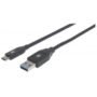 Cable Manhattan  USB A Macho - USB C Macho, 2 Metros, Negro . - Manhattan