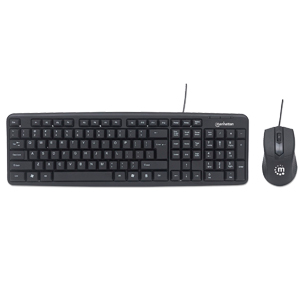 KIT DE TECLADO Y MOUSE OPTICO CONEXION USB ESP NEGRO – USB 1.1 Cable Teclado – Keyboard/Keypad Color: Negro – USB 1.1 Cable Mouse – Óptico – 1000 dpi – Rueda de desplazamiento – Pointing Device Color: Negro – Compatible con PC KIT TECLADO Y MOUSE ALAMBRICO OPTICO CONEXION USB ESP – Manhattan