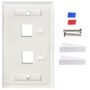 TAPA DE PARED FACEPLATE PLACA 2 PUERTO PERFORACION PARA ETIQUETA - Intellinet
