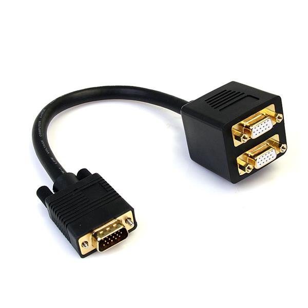 StarTech.com Adaptador VGA Macho – 2x VGA Hembra, 30cm, Negro 2 PUERTOS HD15 COMPACTO – StarTech.com