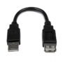 StarTech.com Cable de Extensión USB 2.0 Macho - Hembra, 15cm, Negro MACHO A HEMBRA DE 15CM          .