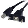 StarTech.com Cable USB de Montaje en Panel USB B a USB B de 30cm - Hembra a Macho - Apantallado - Negro CABLE 0.3M EXTENSOR USB BMONTAJE EN PANEL HEMBRA A MACHO .