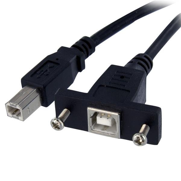 StarTech.com Cable USB de Montaje en Panel USB B a USB B de 30cm – Hembra a Macho – Apantallado – Negro CABLE 0.3M EXTENSOR USB BMONTAJE EN PANEL HEMBRA A MACHO .