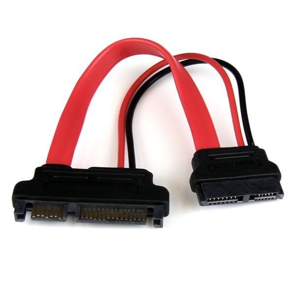 StarTech.com Adaptador Cable SATA 15cm Slimline Línea Delgada a SATA con Alimentación Corriente – Hembra a Macho – Cable for Unidad Óptica, Placa Base – 18 AWG – Rojo CABLE 15CM ADAPTADOR SLIM LINESATA A SATA CON CORRIENTE .