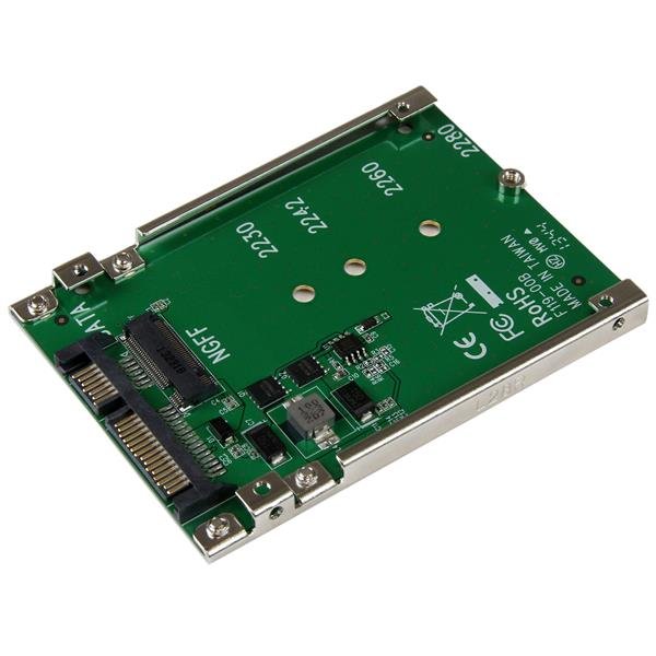 StarTech.com Adaptador de SSD SATA M.2 a SATA de 2.5″ – Convertidor de M.2 NGFF a SATA – 7mm – Marco Abierto – Adaptador para Disco Duro M.2 – 1 x SSD admitido – 1 x Bahía Total – Acero ADAPTADOR CONVERTIDOR SSD M.2NGFF A SATA DE 2.5 PULGADAS