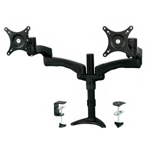 StarTech.com Soporte con Brazos Articulados para 2 Monitores 12′-24′, max. 13.6KGs SOPORTE CON MASTIL PARA MESA – StarTech.com