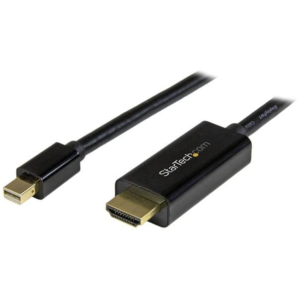 StarTech.com Cable Mini DisplayPort Macho – HDMI Macho Ultra HD 4K, 2 Metros, Negro MINI DISPLAYPORT A HDMI 2M NEGRO.
