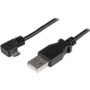 StarTech.com Cable de 0.5m Micro USB Acodado a la Derecha para Carga y Sincronización de Teléfonos Celulares o Tablets - Cable for Tableta, Portátil, Dispositivo móvil - 480Mbit/s - Apantallado - Níquel Conector chapado - 24/30 AWG - Negro CABLE 0.5M MICRO USB ACODADO ALA DERECHA PARA SMARTPHONES