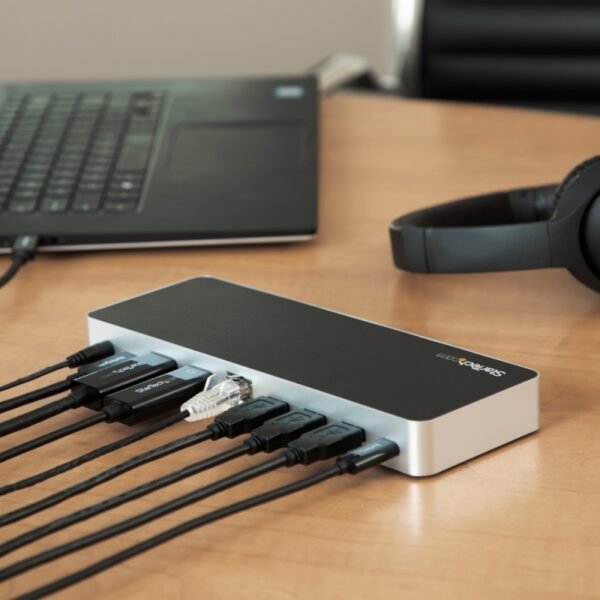 StarTech.com Docking Station USB-C de Dos Pantallas para Laptop, 4x USB 3.0, 2x HDMI, Negro/Plata DOBLE PARA LAPTOP WIN USBC - Image 5