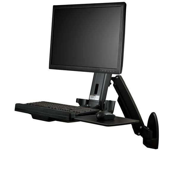StarTech.com Estación de Trabajo de Pie y Sentado para Montaje en Pared, hasta 24″, Negro DE PARED 1 PANTALLA HASTA 24 – StarTech.com
