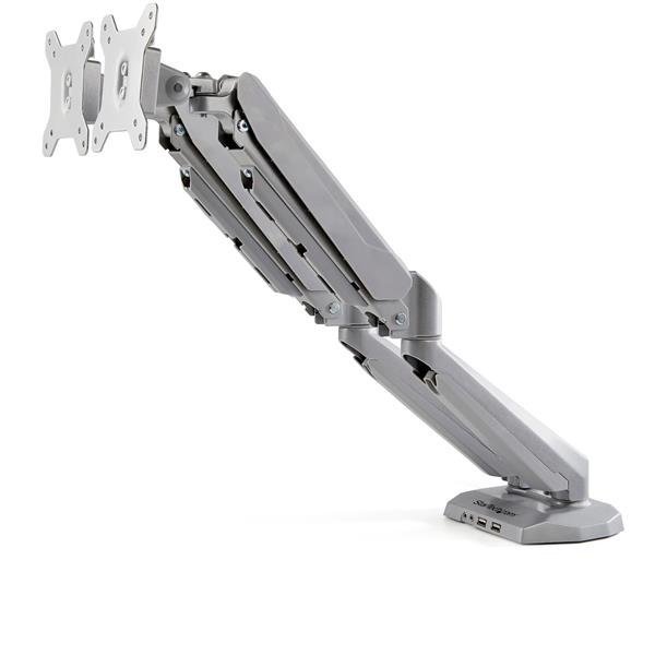 StarTech.com ARMSLIMDUOS Soporte de Escritorio – Brazos para 2 Monitores – 2x USB 3.0 y Audio 3.5mm – Altura ajustable – 2 Pantalla(s) admitidas – 38.1cm a 81.3cm (32″) para pantalla plana – 15.97kg Capacidad de carga – 75 x 75, 100 x 100 – Aluminio – 1 Solamente SOPORTE MONITORES-ESCRITORIO-2 BRAZOS-2X USB 3.0 Y 3.5MM – StarTech.com