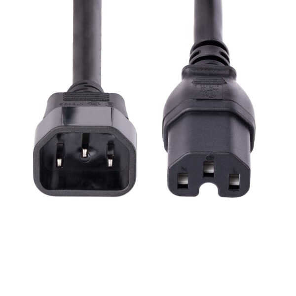 StarTech.com Cable de 3m de Extensión de Corriente - Cable C14 a C15 - 15A 125V - 14AWG - Cable de Alimentación de Servicio Pesado - Para Servidor, Computadora de escritorio, Monitor, Impresora, Unidad de distribución eléctrica, Workstation, Computador - IEC 60320 C14 / IEC 60320 C15 - 125 V AC / 15A - Negro - 1 CABLE 3M DE EXTENSION DEALIMENTACION C14 A C15 125V - Image 3