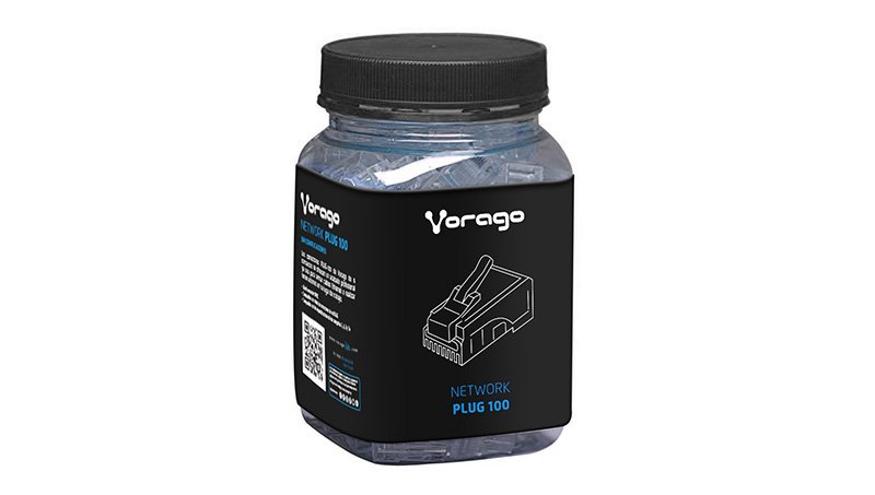 Vorago Plug-100 Rj45 Cat5 100 Pzas – Transparente PLUG VORAGO PLUG-100 RJ45 CAT5 100 PZAS – Vorago