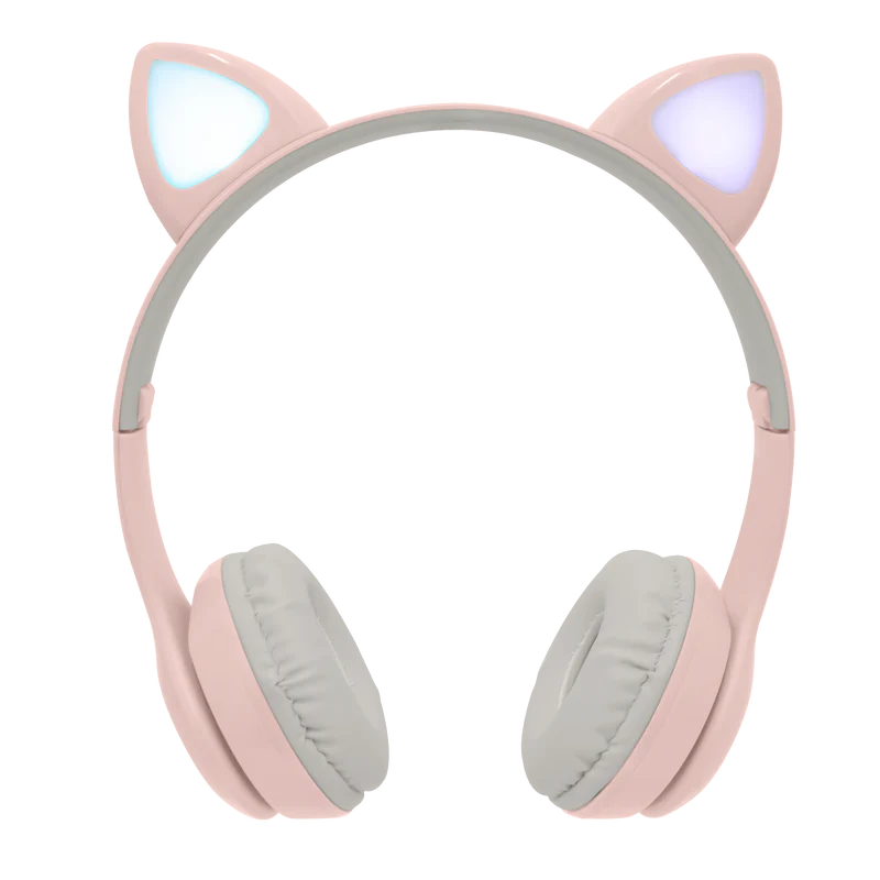 Audífonos Bluetooth Inalámbricos para Niños Luz LED Catto Rosa | PERFECT CHOICE AUDIFONO DIADEMA INALAMBRICOPARA NINOS ROSA -CATTO – Perfect Choice