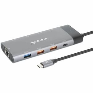 DOCKING USB-C 8PTOS HDMI USB-C PD 2 USB V3.2 USB V2.0 RED LECTOR – Manhattan