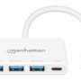 HUB USB-C  3 PTOS A 1 PTO C PD 5GBPS  BLANCO - Manhattan