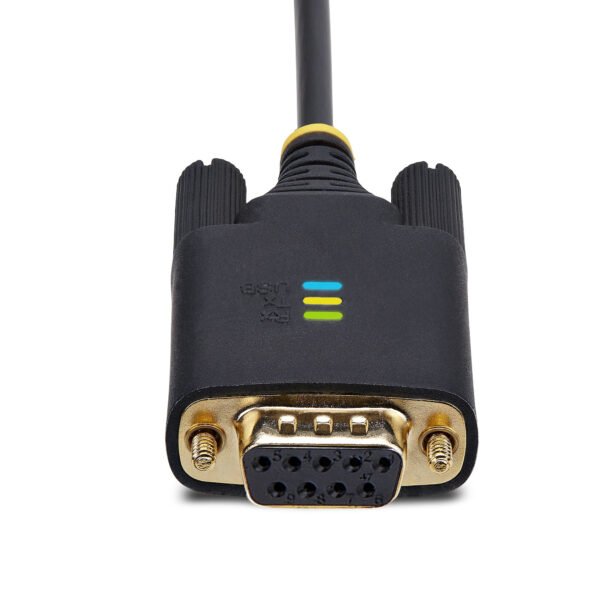 StarTech.com Cable Adaptador USB a Serial de Módem Nulo RS232 FTDI 3m - Retención COM - USB DB9 - Tornillos Intercambiables - Cable for Computadora de escritorio, Portátil, Dispositivo periférico, Monitor, Sensor, Escaner de código de barras, Impresora de recibos, Dipositivo PDV, LED, Digital Signage, Computador - 480Mbit/s - Apantallado - Oro Conector chapado - Negro CABLE ADAPTADOR USB A SERIALMODEM NULO FTDI RS232 DE 3M - Image 3