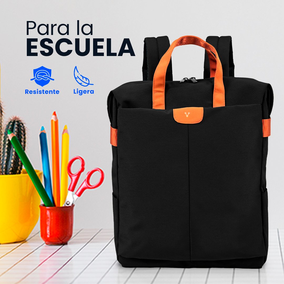 MOCHILA VORAGO BP-301 VINTAGE D OBLE USO LAPTOP 15.6 NEGRA