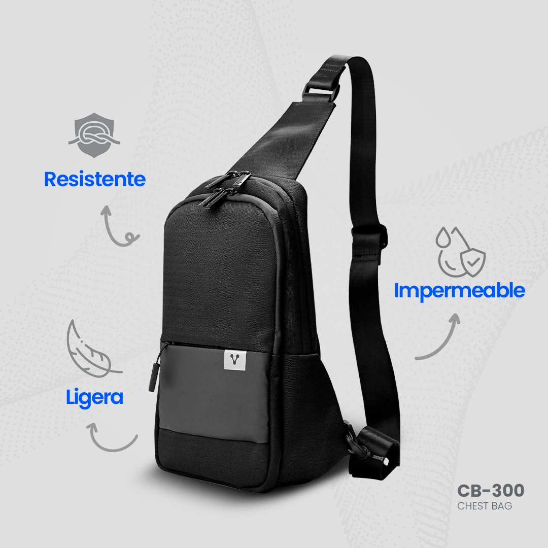 MOCHILA PECHERA CRUZADA VORAGO CB-300 POLYESTER NEGRA