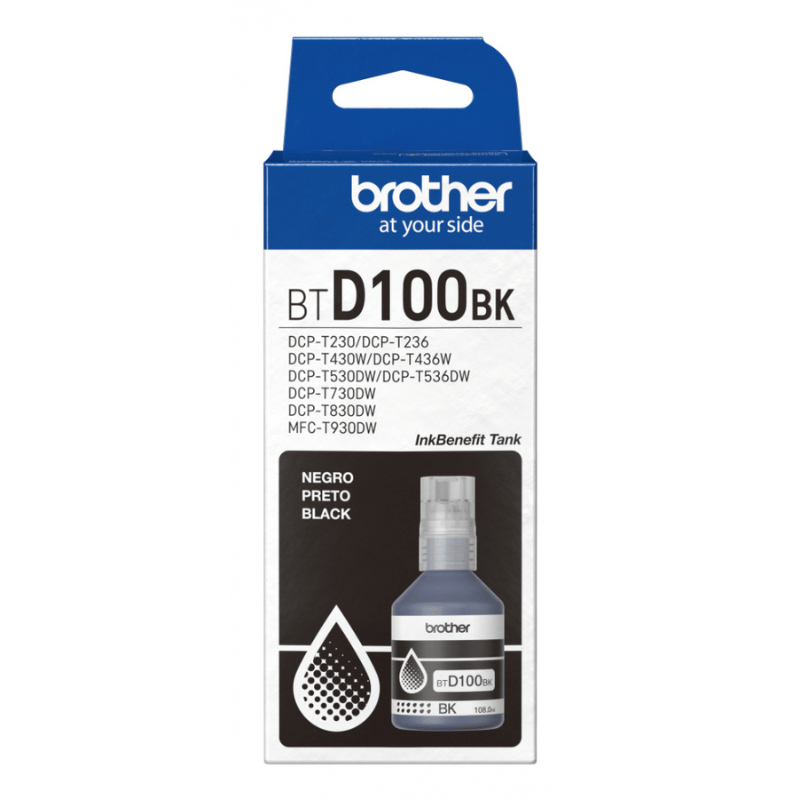 Brother (BTD100BK) Funda BTD100BK de lente BOTELLA DE TINTA NEGRO ULTRA ALrendimiento 7500 pag