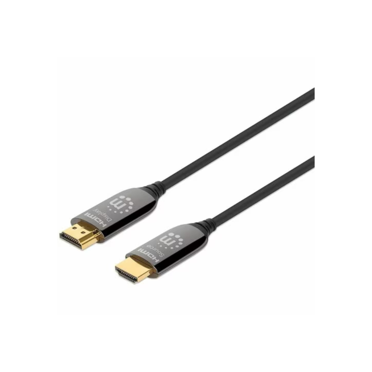 Manhattan 10m Fibra óptica híbrida Cable A/V – Cable for Dispositivo 356152 de audio/vídeo, Digital Signage, Sistema de entretenimiento en casa, TV, Proyector, Monitor, PC, Receptor de audio digital, Consola de juegos, PlayStation, Xbox One, … – 48Gbit/s – Admite hasta7680 x 4320 – Oro Contacto chapado – CMP, Plenum – 30 AWG – Negro CABLE HDMI 2.1 FIBRA OPTICA 10M 8KA60HZ CERTIFICADO