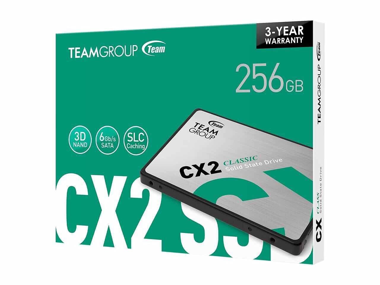 SSD INTERNO TEAMGROUP CX2 CLASSIC 256GB 2.5 SATA III ECC VERDE PLATA T253X6256G0C101