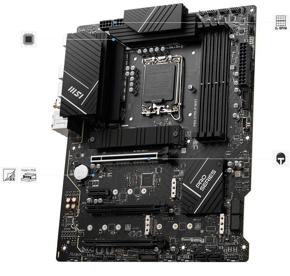 MB MSI PRO Z790 P WIFI ATX 1700 4SLOTS RAM DDR5 AUDIO BOOST PCIE 5 M.2 GEN 4 PRO Z790 P WIFI
