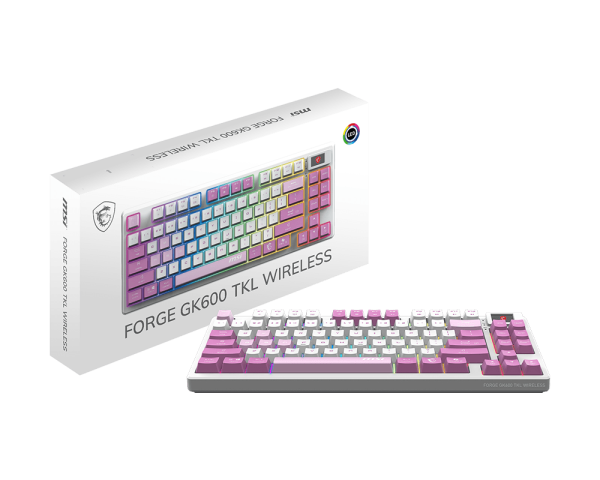 TECLADO MSI FORGE GK600 TKL W VIOLET US MECANICO LINEAR USB2 BLUETOOTH FORGE GK600 TKL W VIOLET US
