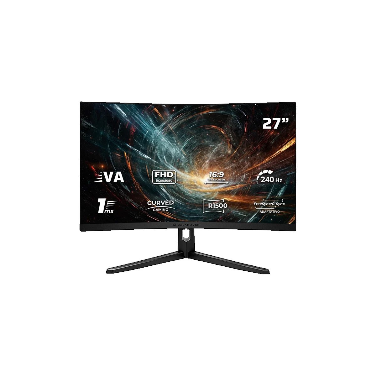 MONITOR BALAM RUSH GAMER CURVO 27P VA HYPER ORBIT MH027Y FHD R1500 240HZ 1MS NEGRO BR 942966