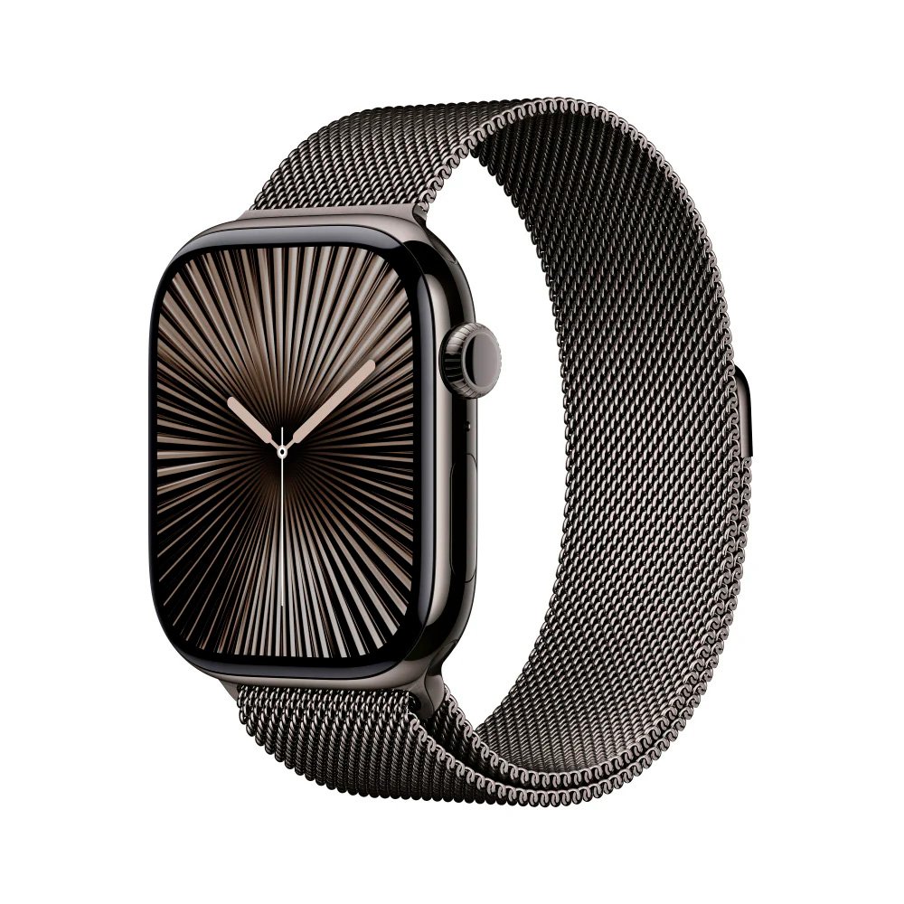 Apple Watch Series 10 GPS + Cellular 46mm Slate Titanium Case with Slate Milanese Loop – S/M
