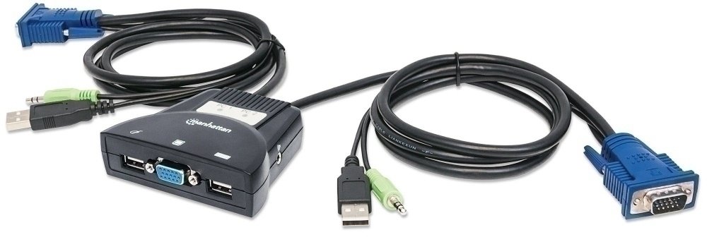 Switch Manhattan KVM 151245, 2x USB, 2x VGA VGA 3.5MM 1920X1440 CON CABLES