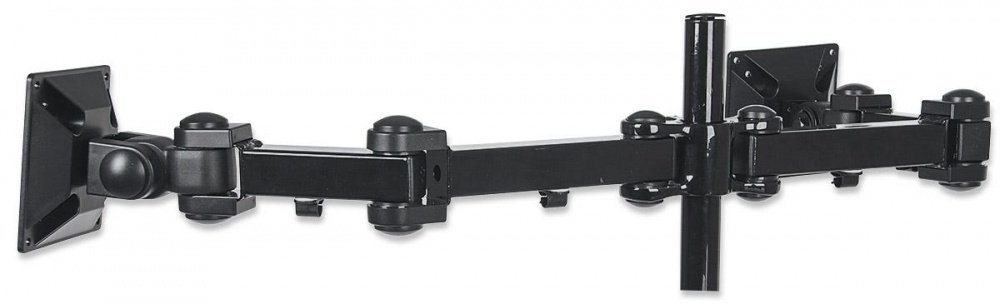 Soporte con Brazos Manhattan  de Doble Movimiento para 2 Monitores hasta 24′, max. 12KGs, Negro ARTICULADO 13  A 24  6 KG X BRAZO