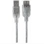Cable de transferencia de datos IC INTRACOM - 3.05m USB - Extremo prinicpal: 1 x Tipo A Macho USB - Extremo Secundario: 1 x Tipo A Hembra USB - 480Mbit/s - Cable de extensión - Apantallado - 28 AWG - Plata translúcida  .