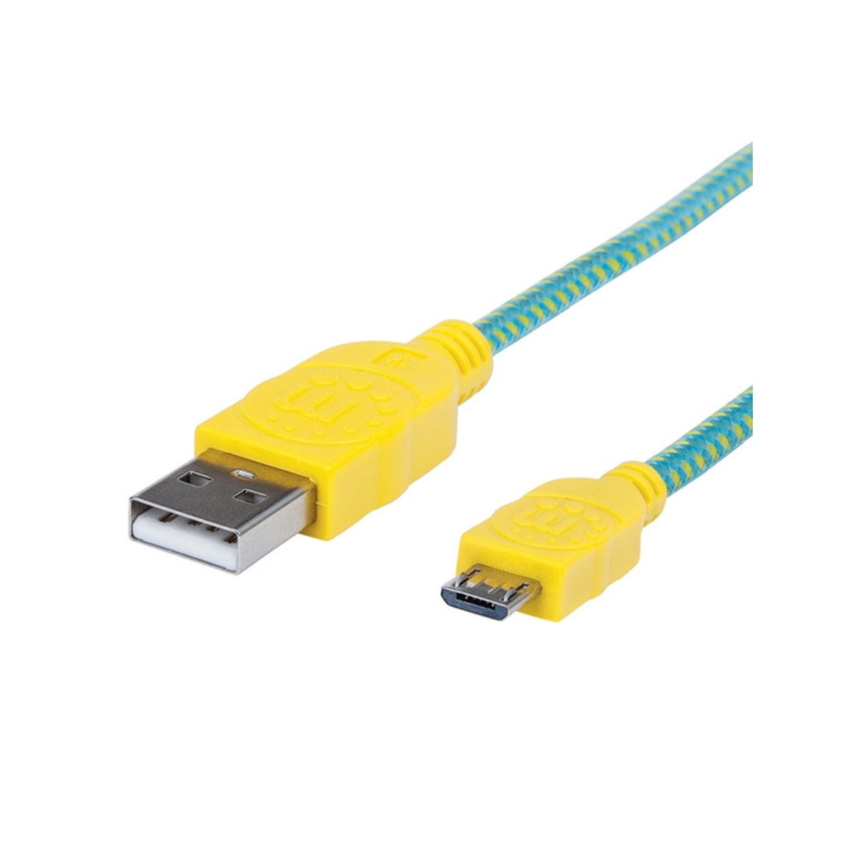 Manhattan 352710 Cable USB V2 A-Micro B, Bolsa Textil 1.0M Amarillo/Verde – Cable for Smartphone, Tableta, Teléfono Móvil – 480Mbit/s – Apantallado – Níquel Conector chapado – Oro Contacto chapado – 28 AWG – Amarillo, Verde azulado – Tejida CABLE USB V2 A-MICRO B BOLSA TEXTIL 1.0M AMARILLO/VERDE.