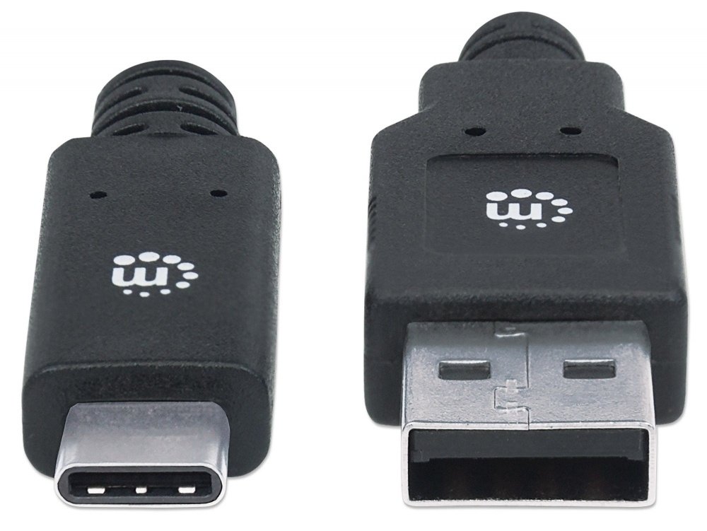 Cable Manhattan  USB A Macho – USB C Macho, 2 Metros, Negro .