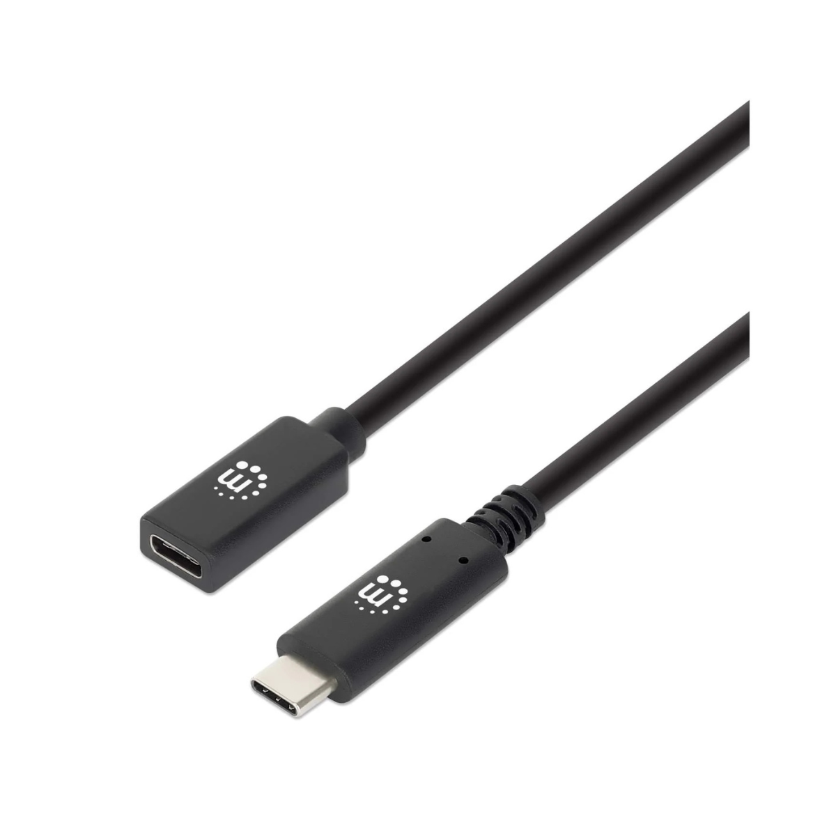 Manhattan 355230 Cable USB C Macho – USB C Hembra, 50cm, Negro 0.5M NEGRO 10GBPS 5A