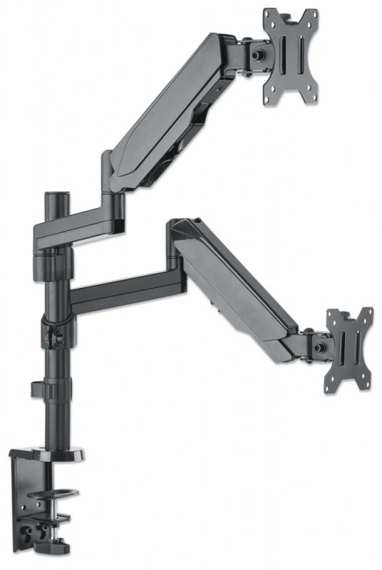 Manhattan Soporte 461597 de Escritorio 2 Monitores 17″ – 32″, hasta 8Kg, Negro A 32 ESCRITORIO PISTON