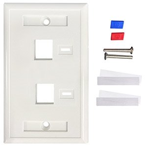 TAPA DE PARED FACEPLATE PLACA 2 PUERTO PERFORACION PARA ETIQUETA