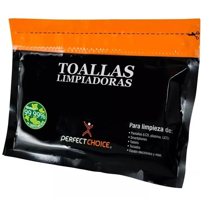 Toallas Limpiadoras Para Pantallas de TV y Monitores Pack de 20 | PERFECT CHOICE TOALLAS LIMPIADORAS PARANOTEBOOK Y PANTALLAS LCD