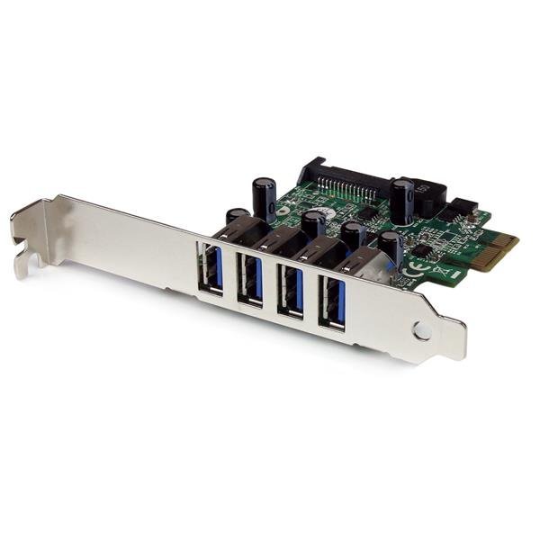 StarTech.com Tarjeta PCI Express de Perfil Bajo, 5 Gbit/s, 4 Puertos USB 3.0 USB 3.0 ALIMENTACION SATA       .