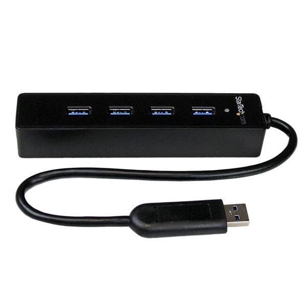 StarTech.com Adaptador Concentrador Hub USB 3.0 (5Gbps) Super Speed Portátil de 4 Puertos Salidas – Negro – 4 Total USB Port(s) – 4 USB 3.0 Port(s) – PC, Mac CONCENTRADOR HUB USB 3.04 PUERTOS PORTATIL NEGRO