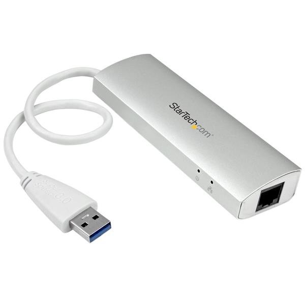 StarTech.com Hub USB 3.0 de 3 Puertos – Adaptador de Red Ethernet – Alimentado por el Bus – 5Gbps – Hub USB Portátil – 3 Total USB Port(s) – 3 USB 3.0 Port(s)1 Puerto(s) de red (RJ-45) – PC, Mac, ChromeOS HUB USB 3.0 PORTATIL CONCABLE 3 PUERTOS USB Y RED